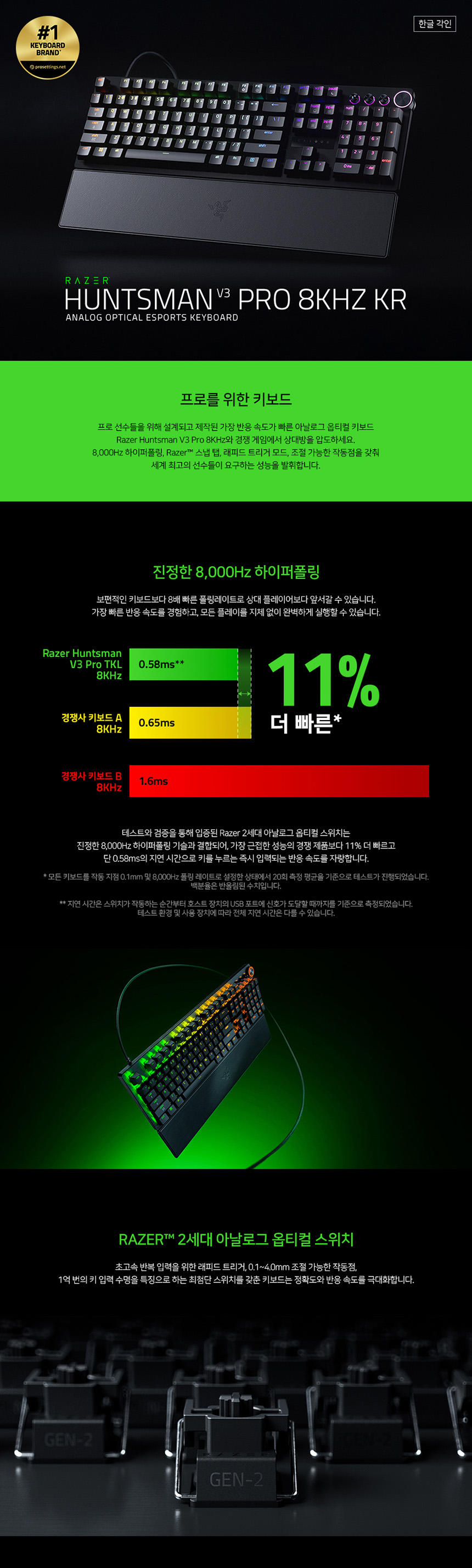 RAZER] [레이저코리아] 유선 기계식 키보드, Huntsman V3 Pro 8K KR [헌츠맨 V3 프로 8K] : 컴퓨존